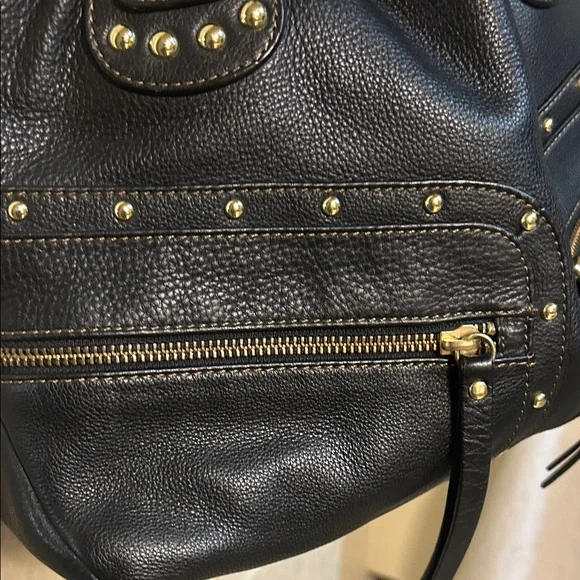 Black Studded Leather Shoulder Bag - Picture 3 of 4